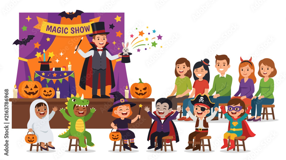 Naklejka premium Kids Halloween Magic Show Performance Fun Costume Party