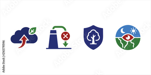 International Day of Clean Air for Blue Skies: Modern line icon featuring clean air breeze and a green wind turbine symbol, perfect for environmental sustainability and eco-friendly design projects.