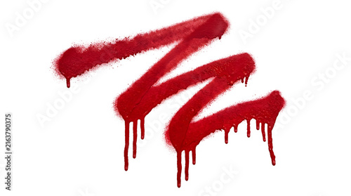 Bold red spray paint zigzag splatter isolated on transparent background for design projects
