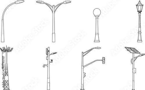 Street Light and Solar Lamp Pole Collection with Modern Outdoor Lighting Designs
