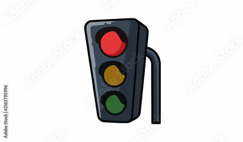 Red Stop Traffic Signal Light Cartoon Flat Vector Icon EPS Illustration