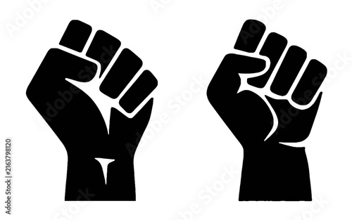 Raised Clenched Fist Power Symbol Vector Icon Set