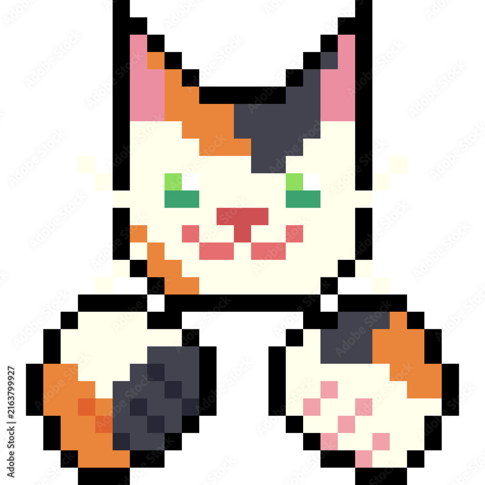 Fototapeta premium pixel art of cute kawaii cat