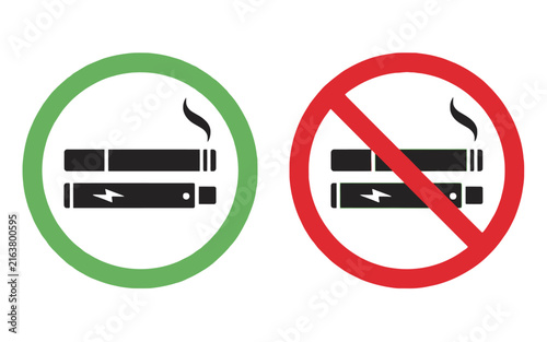 Smoking and E-Cigarette Allowed and No Smoking Sign Vector Set