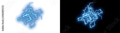 Fotografie Blue lightning bolts crackle with electric energy in a tangled burst ideal for d