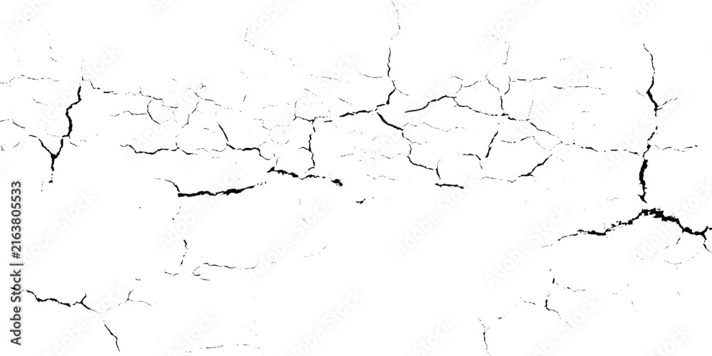 Obraz premium Black and white grunge texture with horizontal cracks and fissures