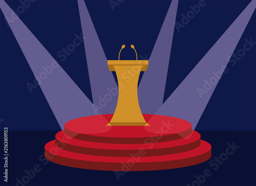 Illustration of Podium on Stage With Spotlights
