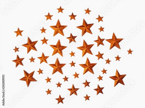 Brown stars on a white background, abstract design, graphic, void