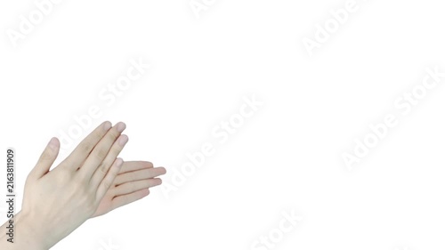Hands Clapping Applause Side View Gesture Isolated Loop on White Background