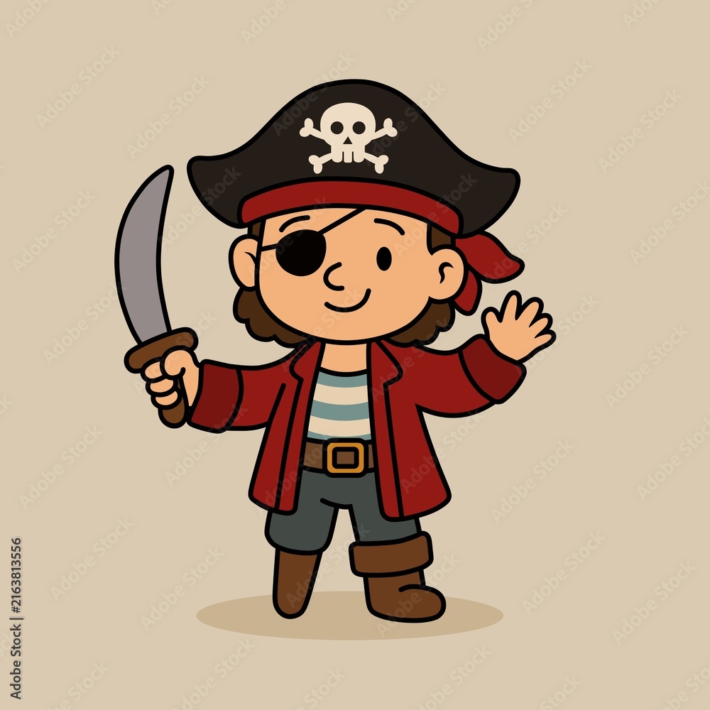 Naklejka premium cartoon illustration of a pirate