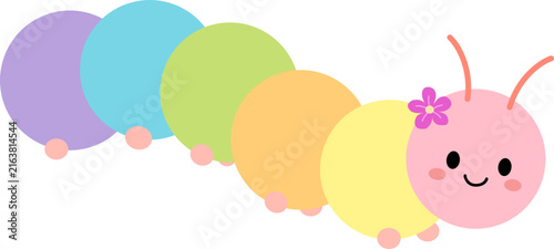 Cute Colorful Caterpillar Cartoon Illustration with Pastel Rainbow Body
