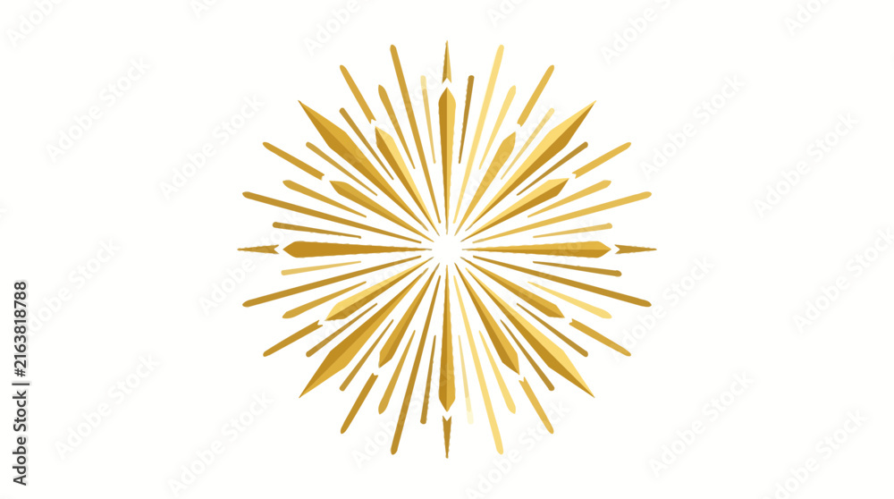 Obraz premium Golden Starburst Bursting Energy Isolated