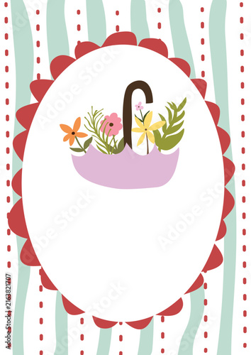 Floral Umbrella Poster with Flowers Growing Inside with Copy Space, Creative Garden Illustration