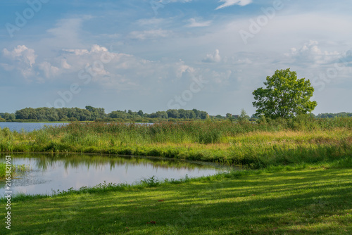 Canvas Print View of the Volkhov River from the territory of the Novgorod Museum of Folk Wood