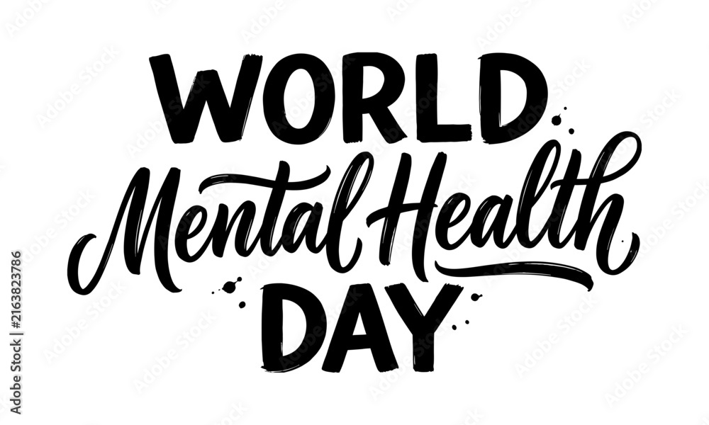 Obraz premium World mental health day inspirational lettering design isolated on a white background for awareness campaigns