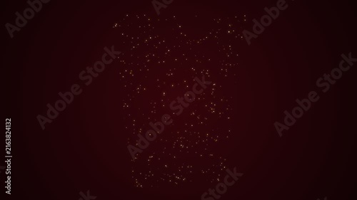 Animated Christmas Tree Shape Formed by Glowing White Stars on Dark Red Background.