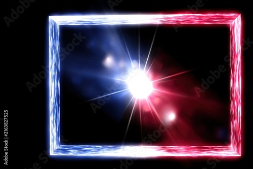 Vibrant neon frame with glowing light burst in abstract digital art display