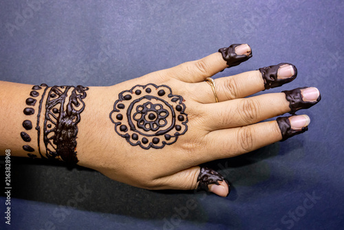 Beautiful Mehndi Hand Decoration Featuring Intricate Traditional Henna Artwork