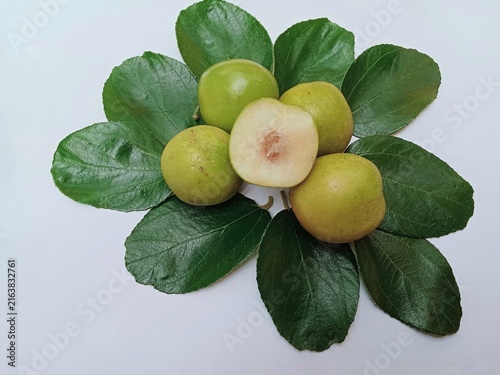 Jujube indian fruit isolated on a white background.