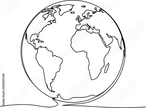 Simple outline drawing of the earth globe on a white background