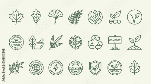 Eco friendly and organic natural leaf icons.