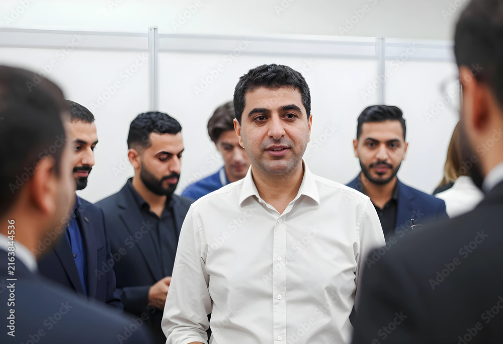 Obraz premium Business meeting and corporate discussion, diverse group of men collaborating in an office or conference setting