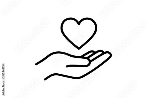 Fotografía Heart Care Hand Line Icon for Love Support