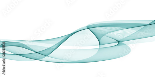 Abstract turquoise and teal wavy lines flowing across a white background creating a smooth and dynamic design