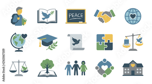 Education academic and social community icons set.