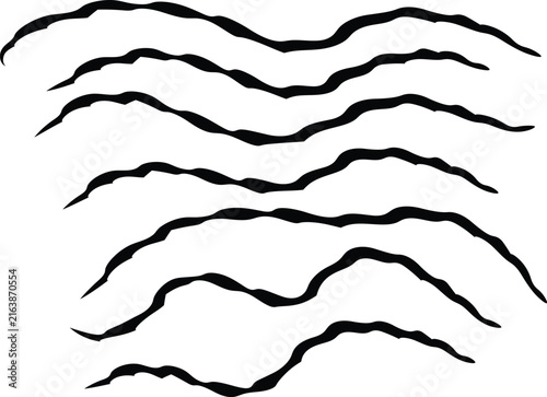 Set of Black Wavy Lines on White Background shapes