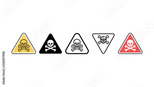 Bild auf Leinwand Set of diverse skull and crossbones hazard warning sign icons isolated on white