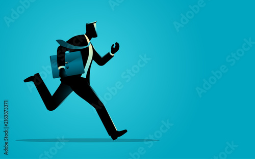 Businessman Running with Briefcase, Business Deadline, Office Employee, Productivity, Career Success Concept, Modern Vector Illustration