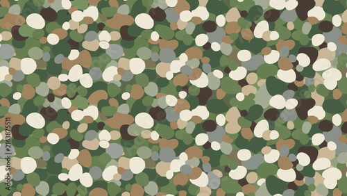 Seamless Layered Military Camouflage Pattern with Overlapping Natural Shapes