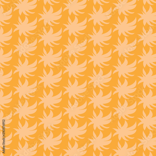 Orange and Cream Seamless Tropical Leaf Pattern, Elegant Botanical Repeating Texture Background