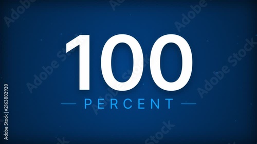 One Hundred Percent Bold Typography Graphic on Blue Background for Achievement Success