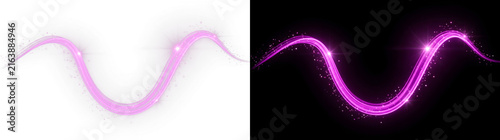 Radiant purple light wave with glowing particles and smooth motion trails featuring shimmering energy effects captured on transparent background