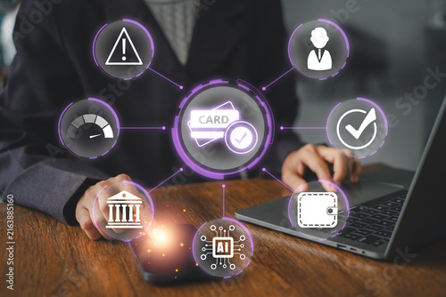 Visual representation of AI-driven loan risk assessment featuring digital icons and financial technology.