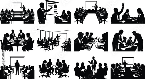 Corporate Business Meeting and Teamwork Silhouette Collection