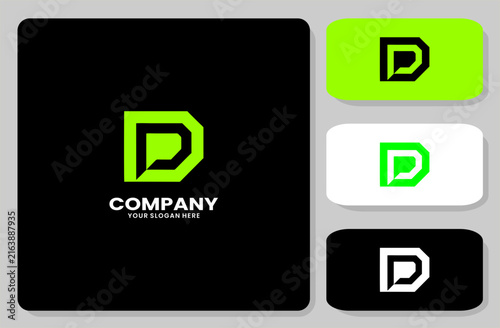 Letter D logo design, modern geometric alphabet icon for corporate branding identity.