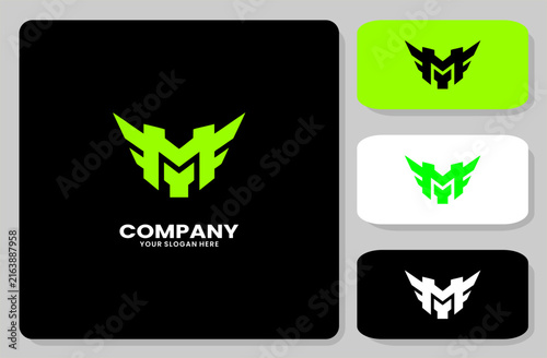 Letter M Wing Logo Design, Modern Geometric Initial Symbol for Tech or Gaming Brand Identity