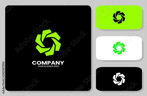 Abstract geometric spiral logo icon for modern business branding and corporate identity