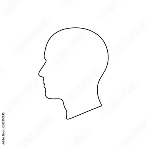 human head profile outline black simple icon on white background