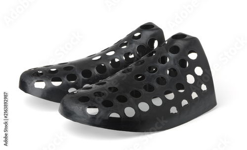 Pair of black plastic shoes tree inserts