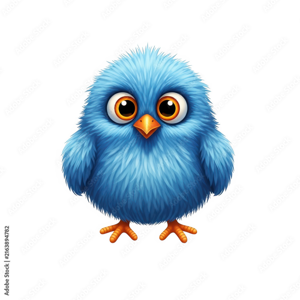 Fototapeta premium Cute cartoon blue bird standing