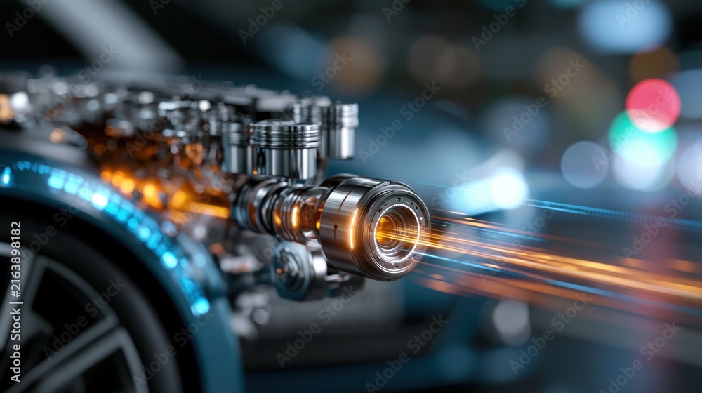 Fototapeta premium Automotive engine mechanics and power energy flow