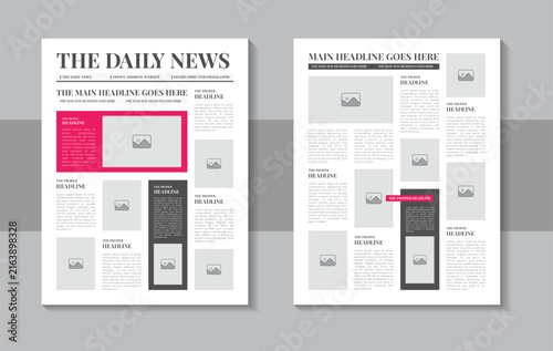 Classic newspaper layout or magazine template or daily newspaper journal design template