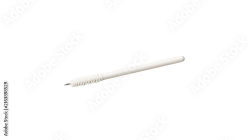 Disposable white eyelash spoolie brush wand applicator on transparent background