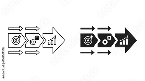 Business process workflow with target gear and growth chart workflow business