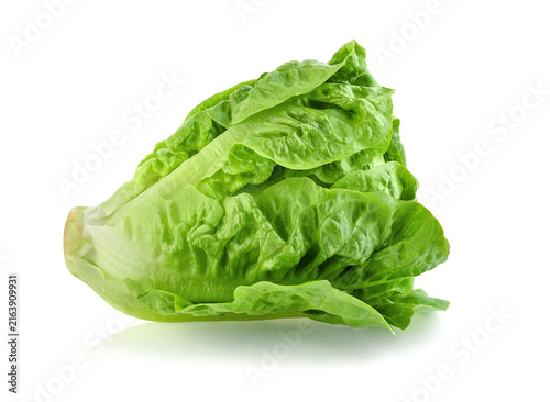 fresh baby cos (lettuce) on white background