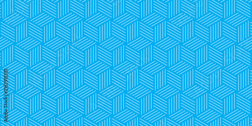 Futuristic minimal honeycomb mosaic blue background. Modern hexagon seamless vector pattern. Seamless pattern with hexagon fabric geometric pattern. Abstract ornament diamond tile design.